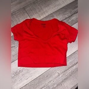 Garage Red V-Neck Crop Top in size Large